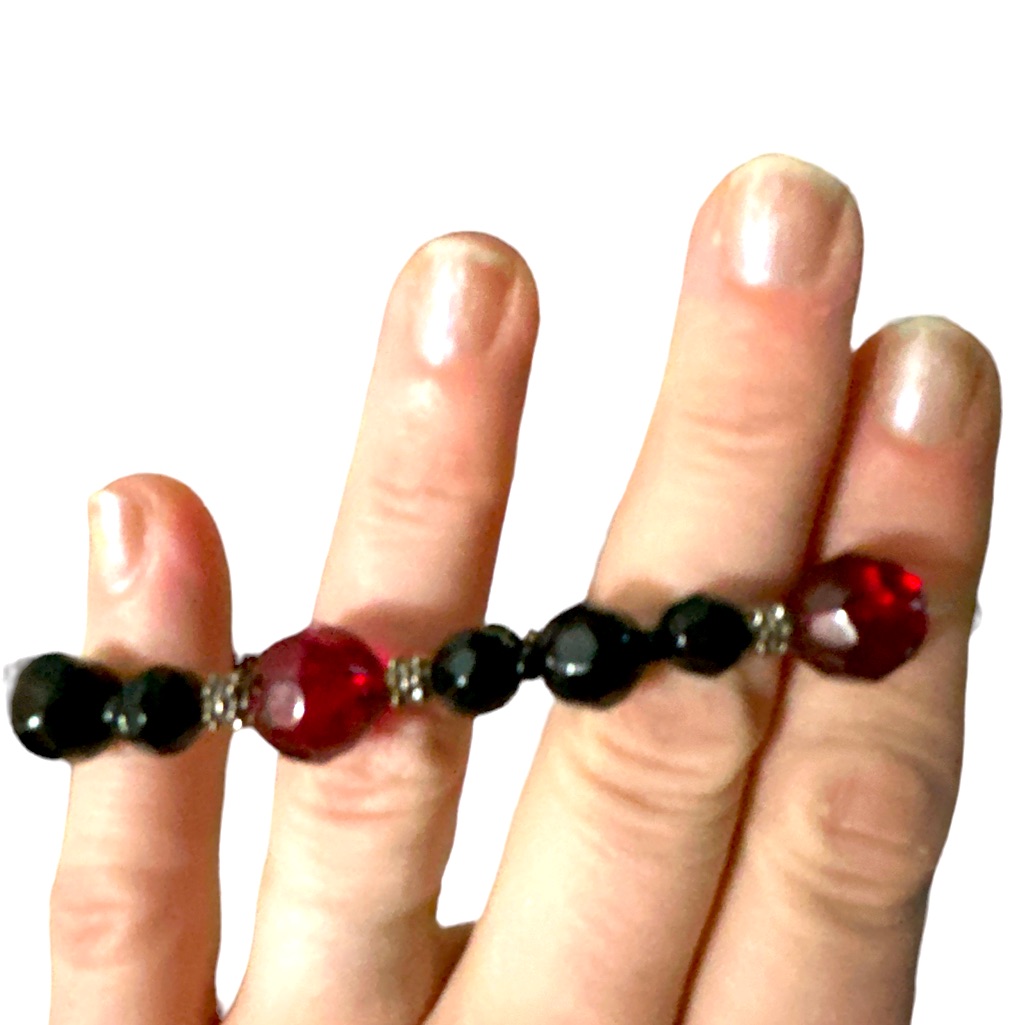 Glass Bead Red And Black Bracelet So Cute Will Fit Any Wrist Size